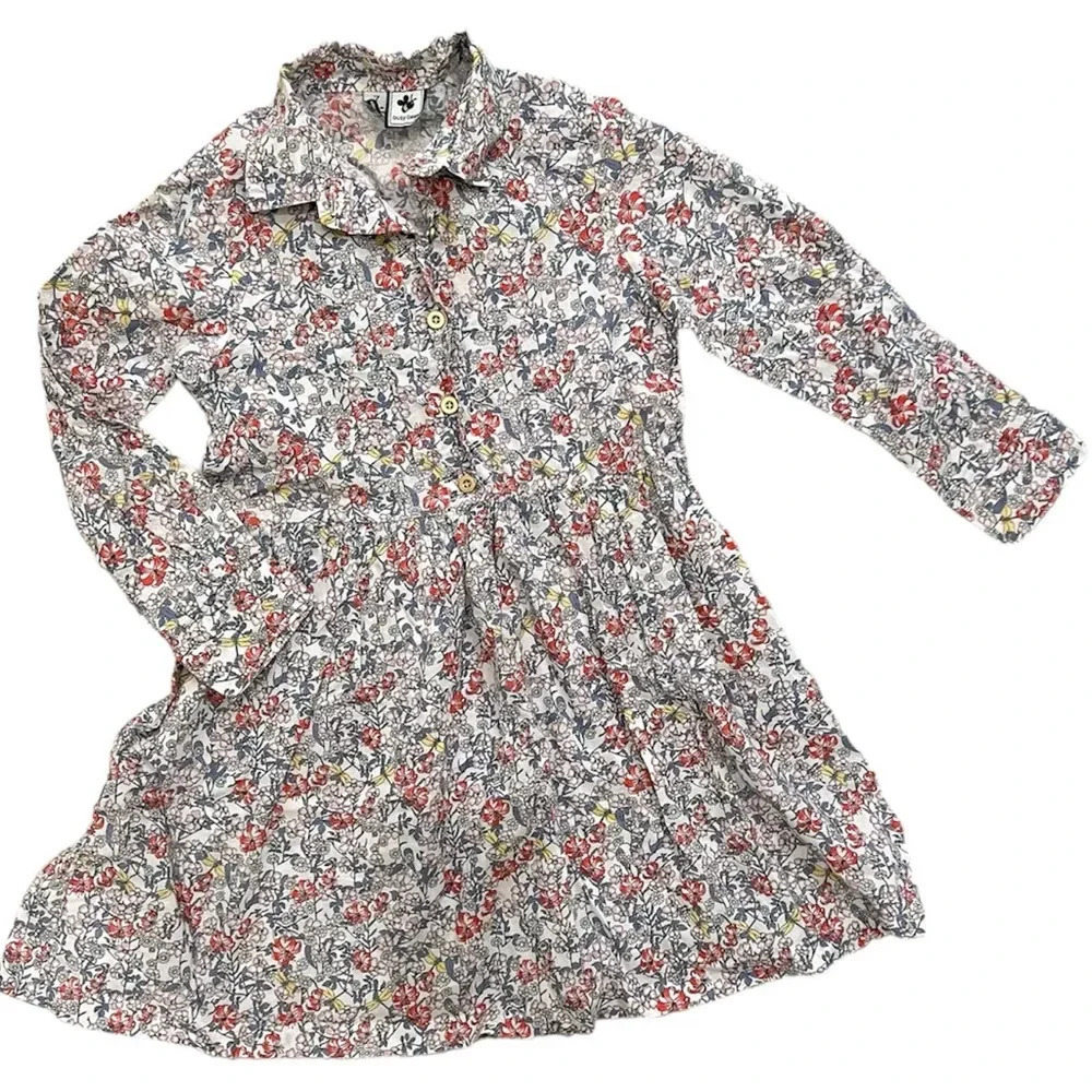 Busy Bees Floral Button Down Girl’s Collared Dress